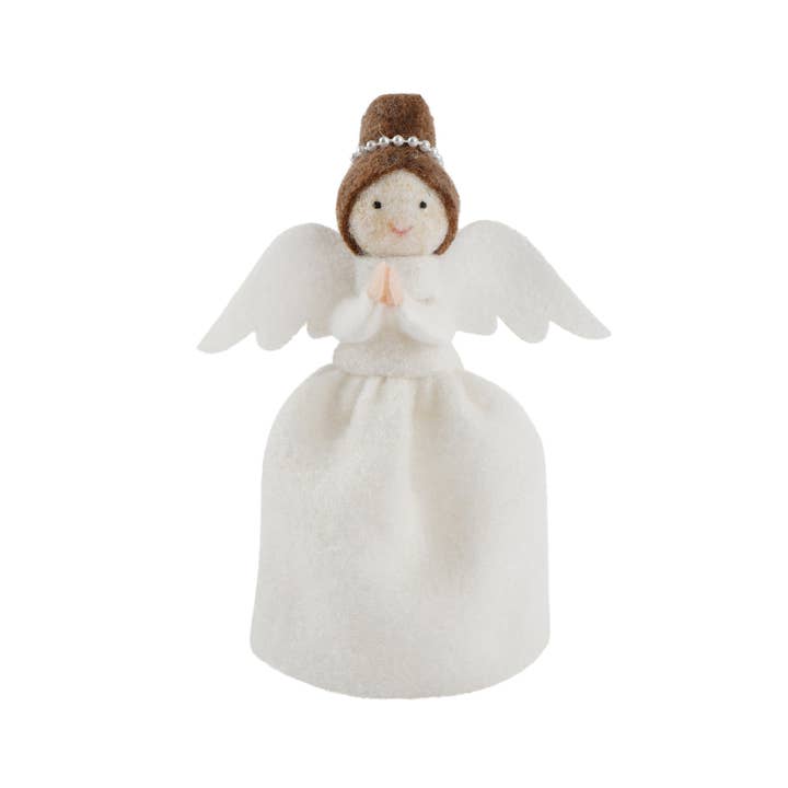 CGB Giftware - Wholesale Tree Topper - Christmas Felt Dark Haired Angel Tree Topper2