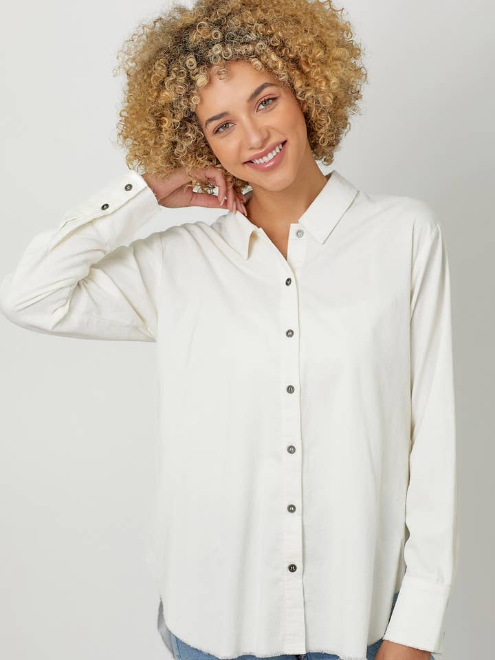 Mystree – Engroshandel Skjorte med buttondown – til kvinder – 60857 Vasket fløjlsskjorte0