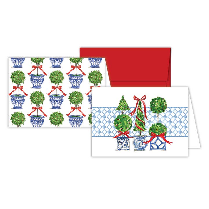 Fêtes Topiary Trio - Fêtes Topiary Papeterie Notes pour la vente par RosanneBeck Collections