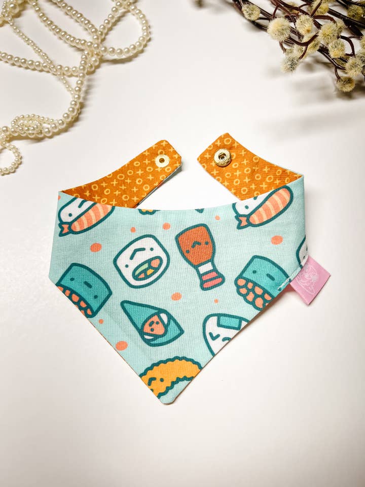 Bandana per Cani con Motivo Sushi, Colletto Reversibile con Bottoni a Pressione per la vendita all'ingrosso da parte di StellaLoo