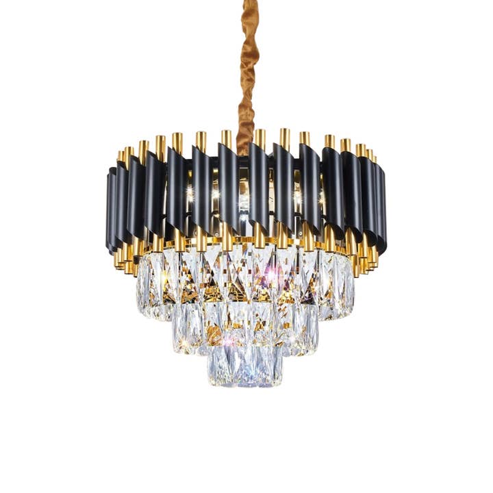 Ledsone - Wholesale Chandelier/Hanging Light - Black and Gold Hanging Crystal Chandeliers Light Fixture ~480324