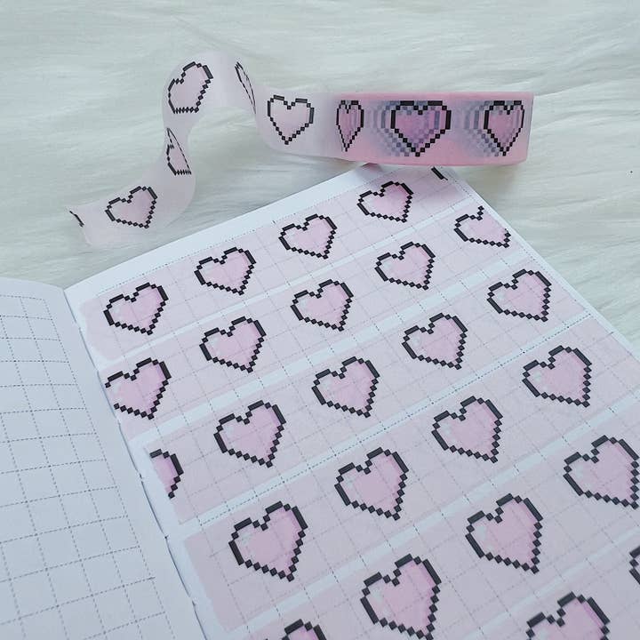 The HoneyBShop - Wholesale Washi Tape - Gamer Babe Pixel Hearts Washi Tape | 15MM2