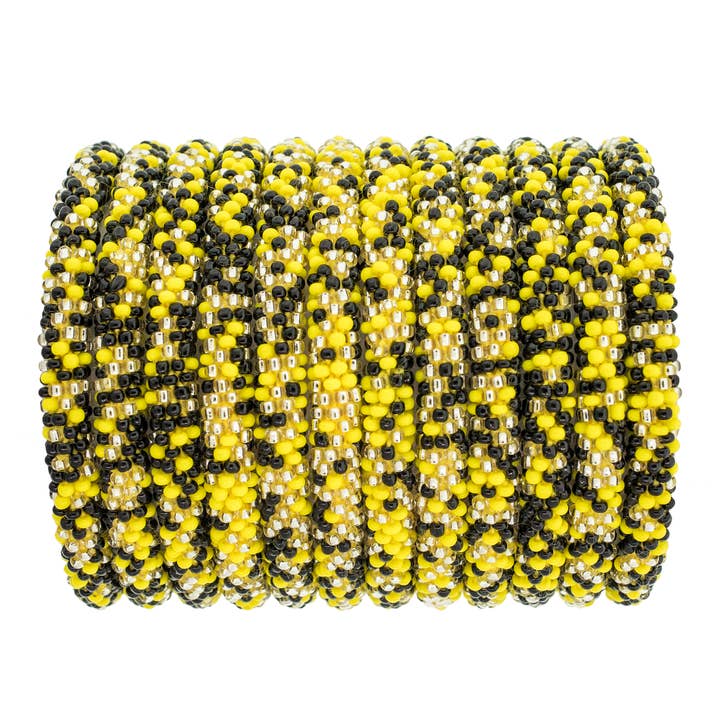 Roll-On® Bracelet Black and Yellow Speckled- Set of 12 for wholesale by Aid Through Trade