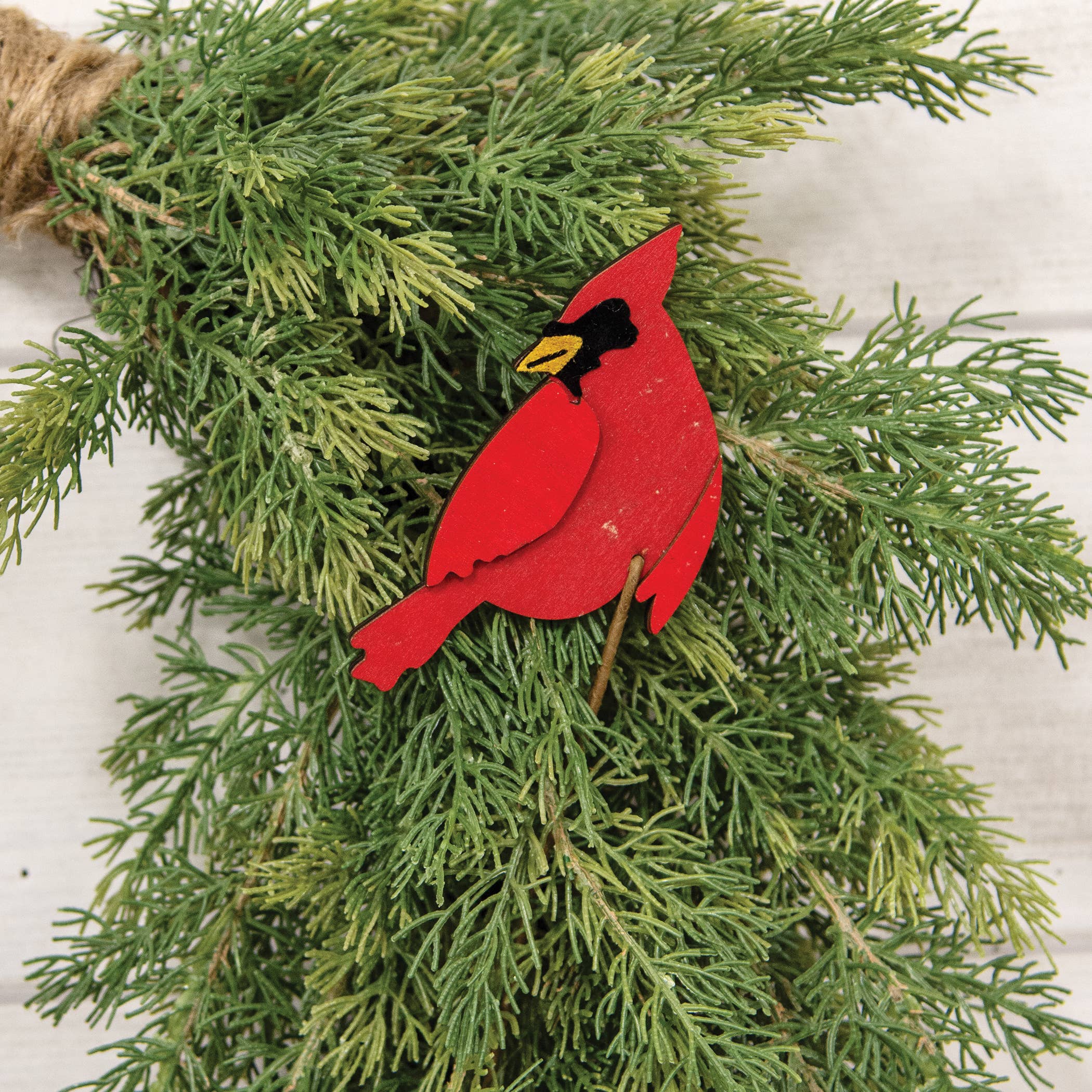 Col House Designs - Wholesale Christmas Decoration - Layered Wooden Left Facing Cardinal Plant Poke - 14"H1