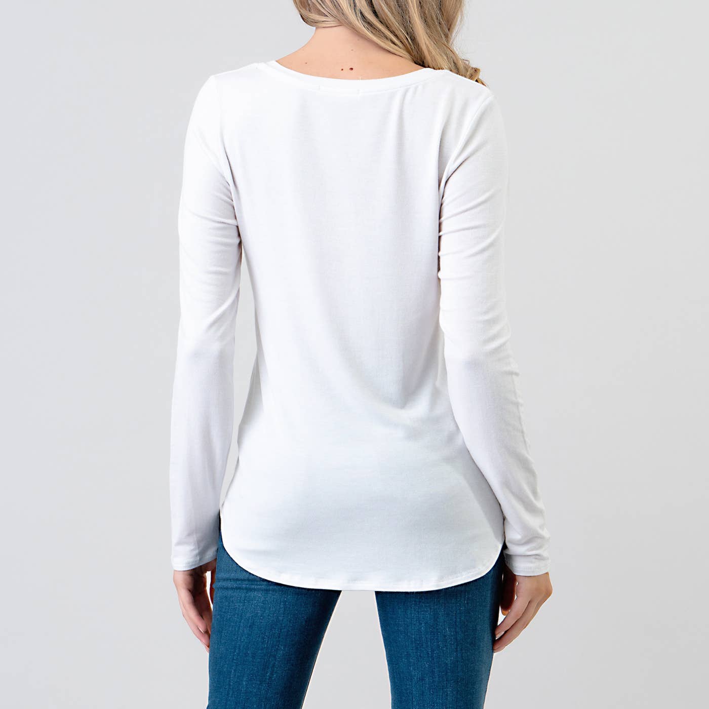 Heimious - Wholesale T-Shirt - Women's - Modal Long Sleeve V-neck Relaxed Fit T-shirt, T2494
