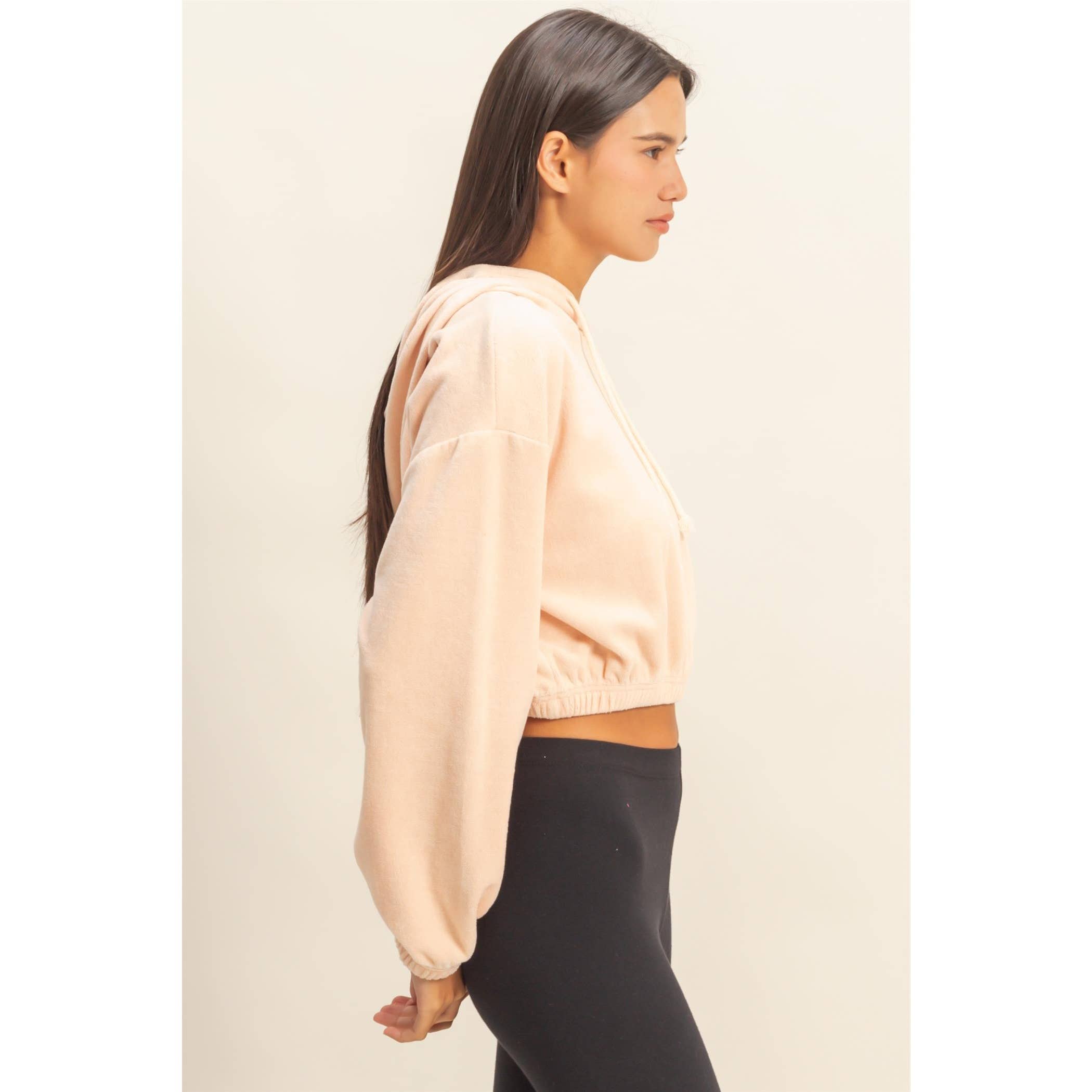 HYFVE – Engroshandel Hoodie – Kvinder – Beskåret velour hættetrøje9