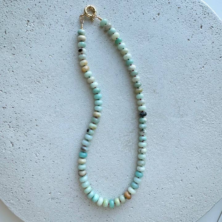 Seaside Amazonite Beaded Gemstone Necklace for wholesale by Hello Heather