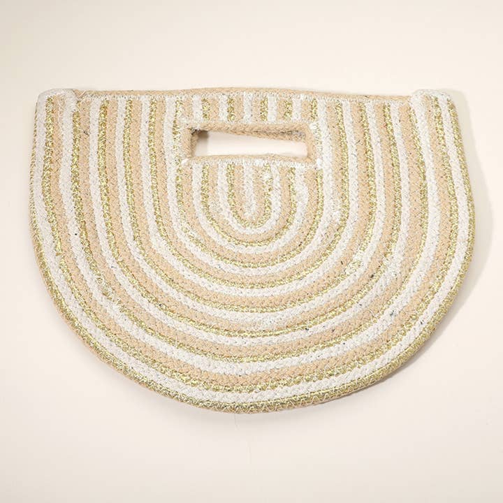 Sensibling Corp. - Wholesale Tote Bag - Women's - Round Stripped Knitted Woven Tote Bag