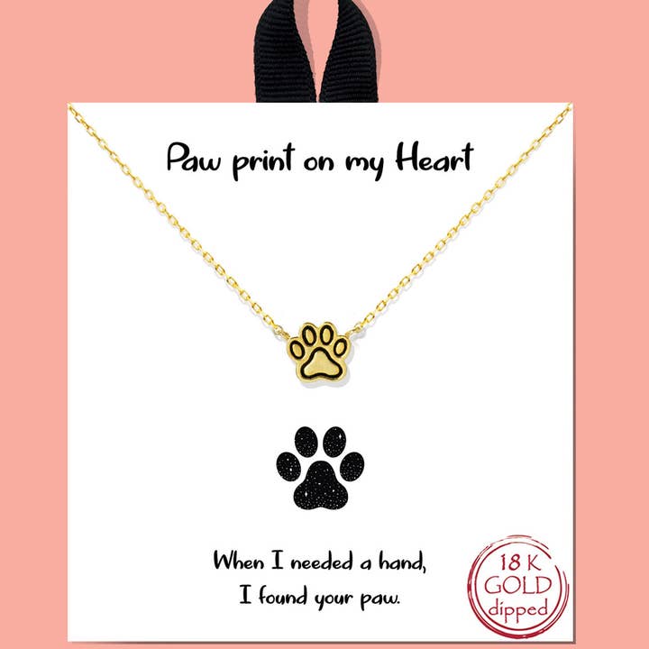 Fashion City - Wholesale Pendant/Charm Necklace - Gold-Dipped Paw Print Shape Pendant Necklace