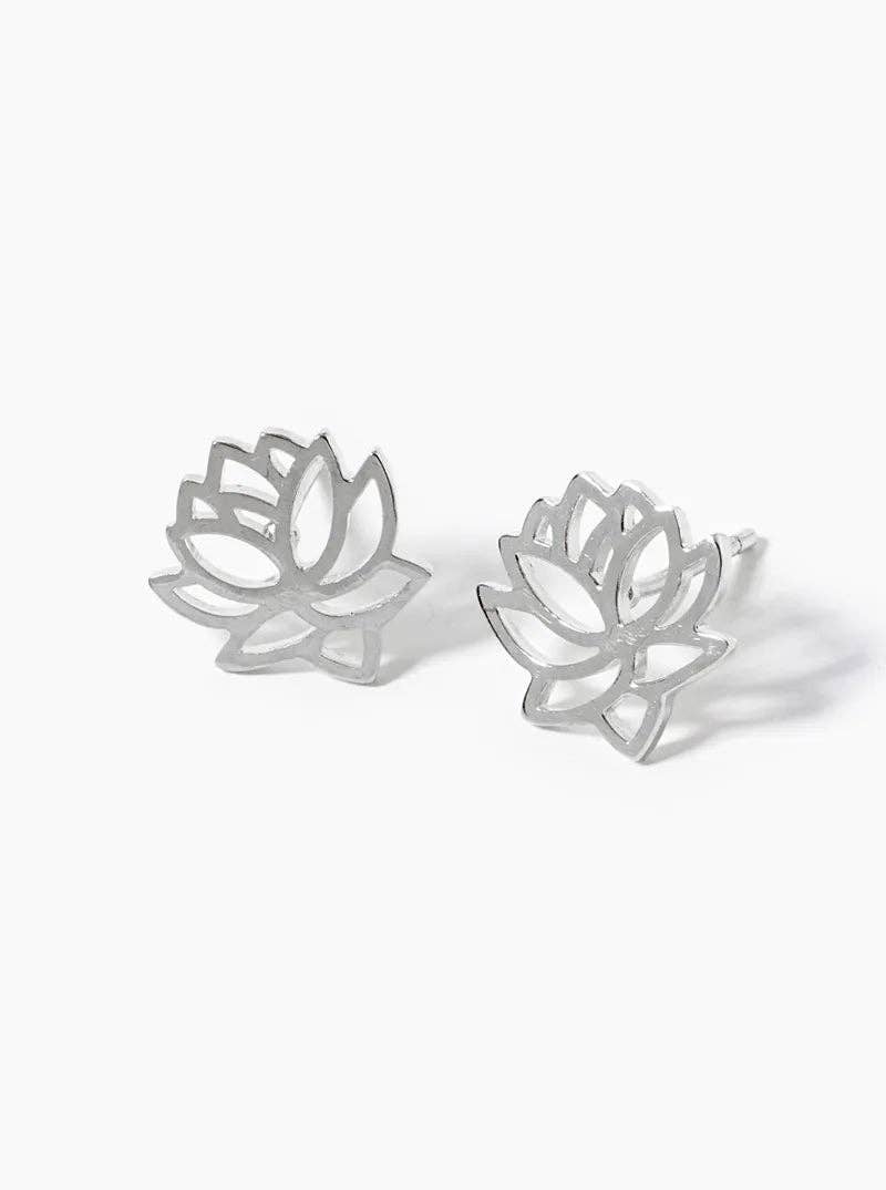 Wild Honey - Wholesale Stud/Post Earrings - White Gold Dipped Brass Water Lily Post Stud Earrings0