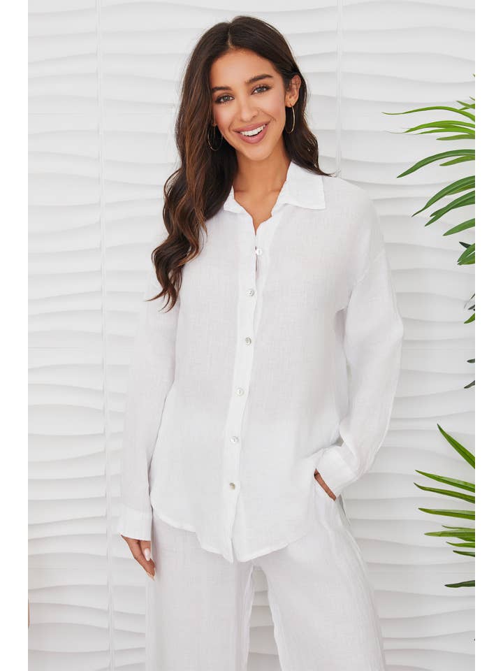 MILIO MILANO - Wholesale Button Down Shirt - Women's - LINEN LONG SLEEVE HI-LO BUTTON DOWN TOP (707015B-LONGSLV)12