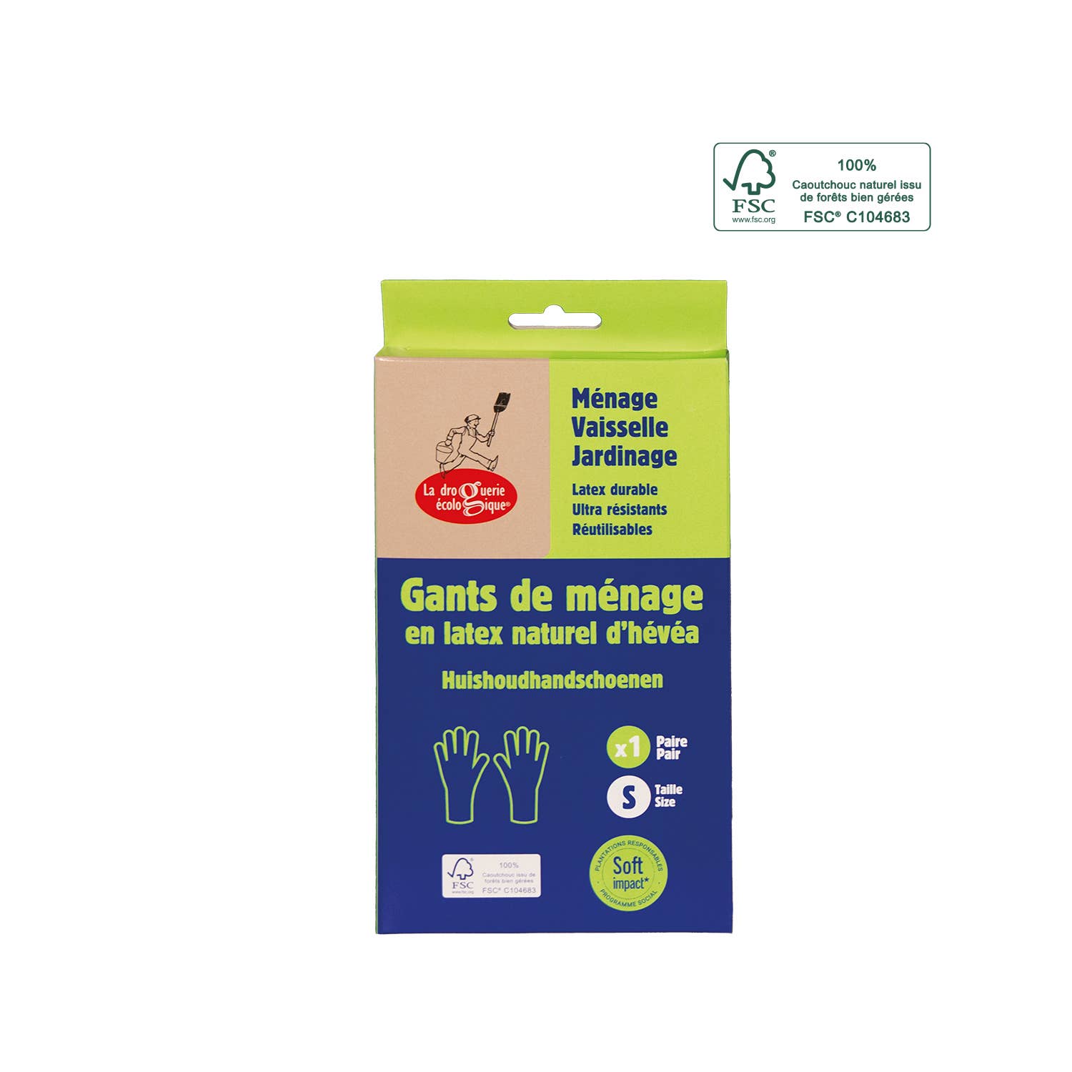 Ecodis - Grand Beau - Wholesale Cleaning Gloves - Box of a Pair of Natural Latex Gloves - La Droguerie2