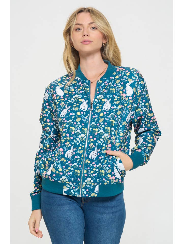 SM WARDROBE – Großhandel Bomberjacke – Damen – BOMBERJACKE BUNNY FLORAL