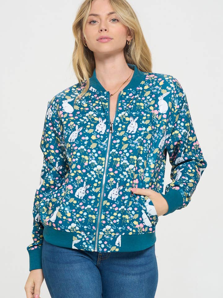 BOMBER JACKET BUNNY FLORAL for wholesale by SM WARDROBE