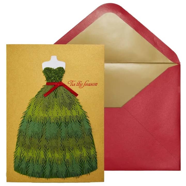 NIQUEA.D - Wholesale Christmas Card - Pine Bough Dress Single Christmas Card