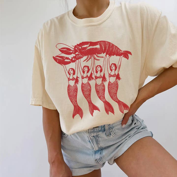 Mermaid Lobster Graphic Tee - Comfort Colors for wholesale by Presley And Cash