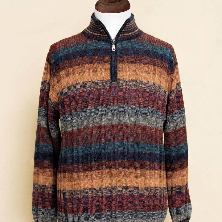 Voyager Men'S 100% Alpaca Sweater for wholesale by NOVICA