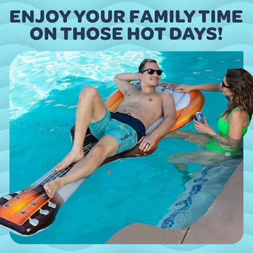 Top Rated Brands - Wholesale Inflatables - Pool Float Raft Lounger for Adults 7 Feet Long Guitar Design7