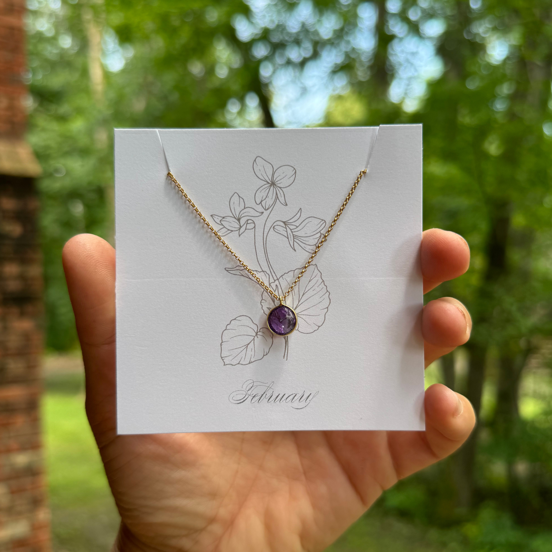 Seeds - Wholesale Pendant/Charm Necklace - Birthstone Matte Gold Chain Necklace | Birth Flower Cards1