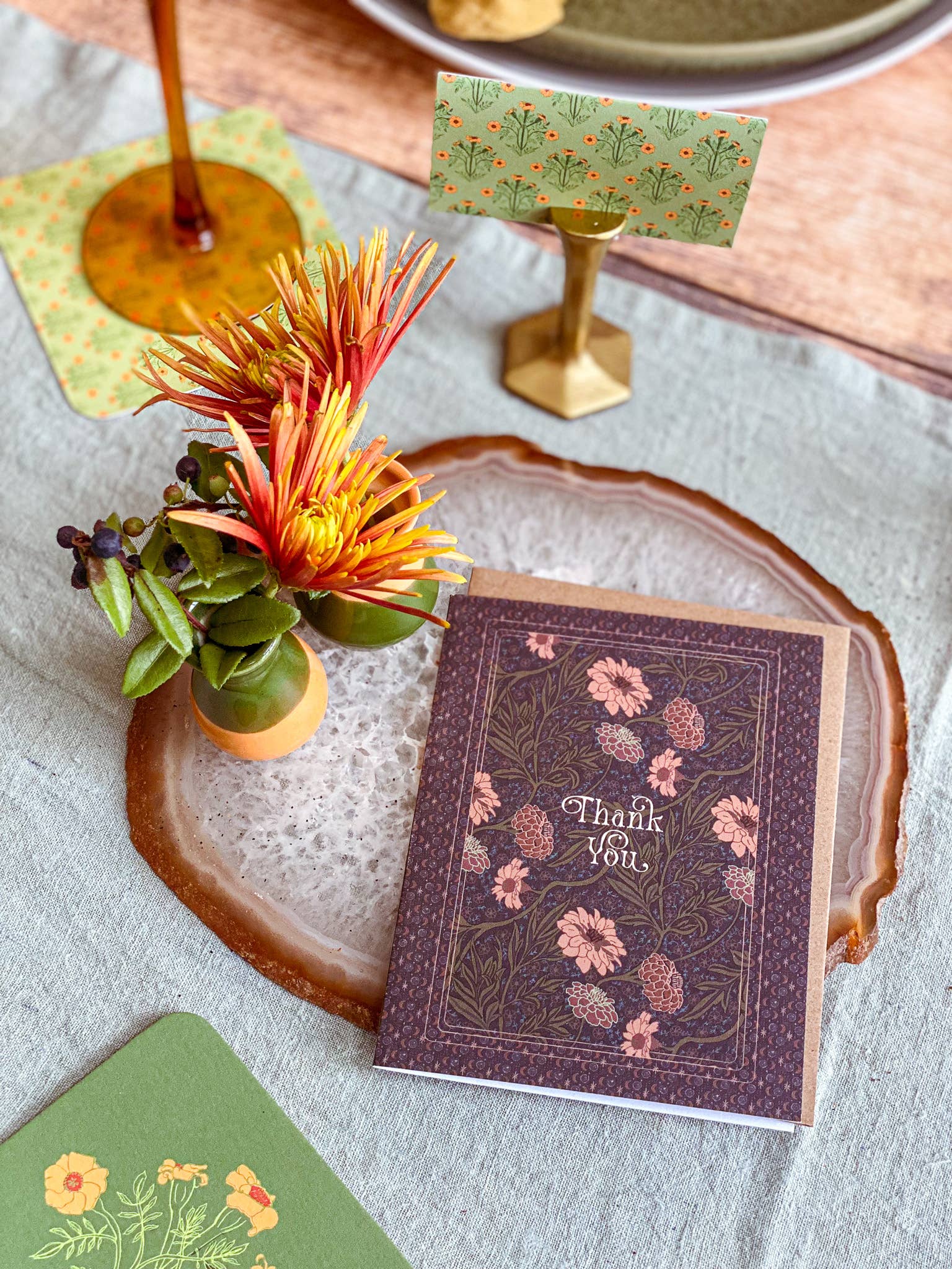 re:mused studio - Wholesale Thank You Card - Moonlight Zinnia Thank You A2 Greeting Card2