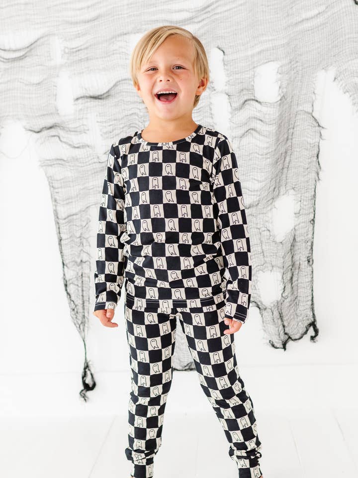 Checkered Ghost | BAMBOO PJ SET for wholesale by Made By Molly
