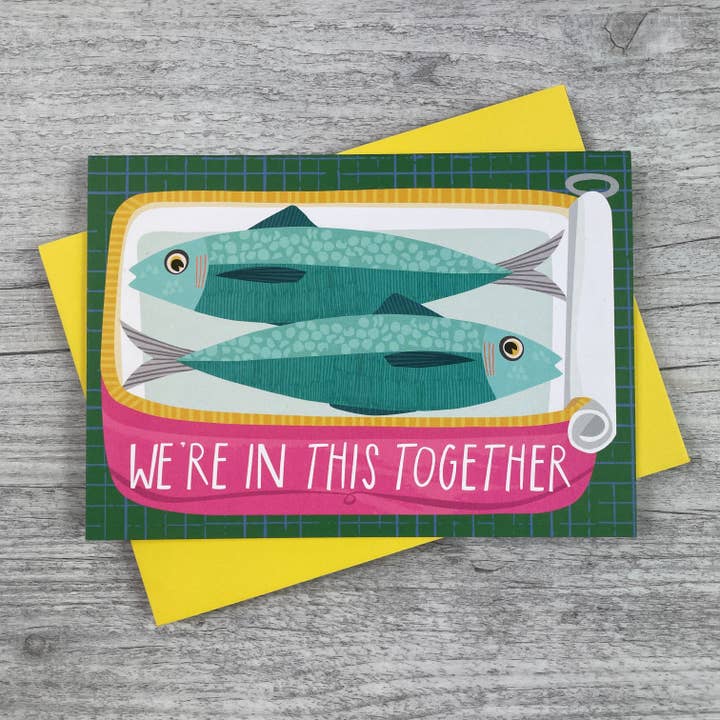 Sardines | In This Together / Anniversary / Valentine's Card for wholesale by Joanne de Pace Design Studio