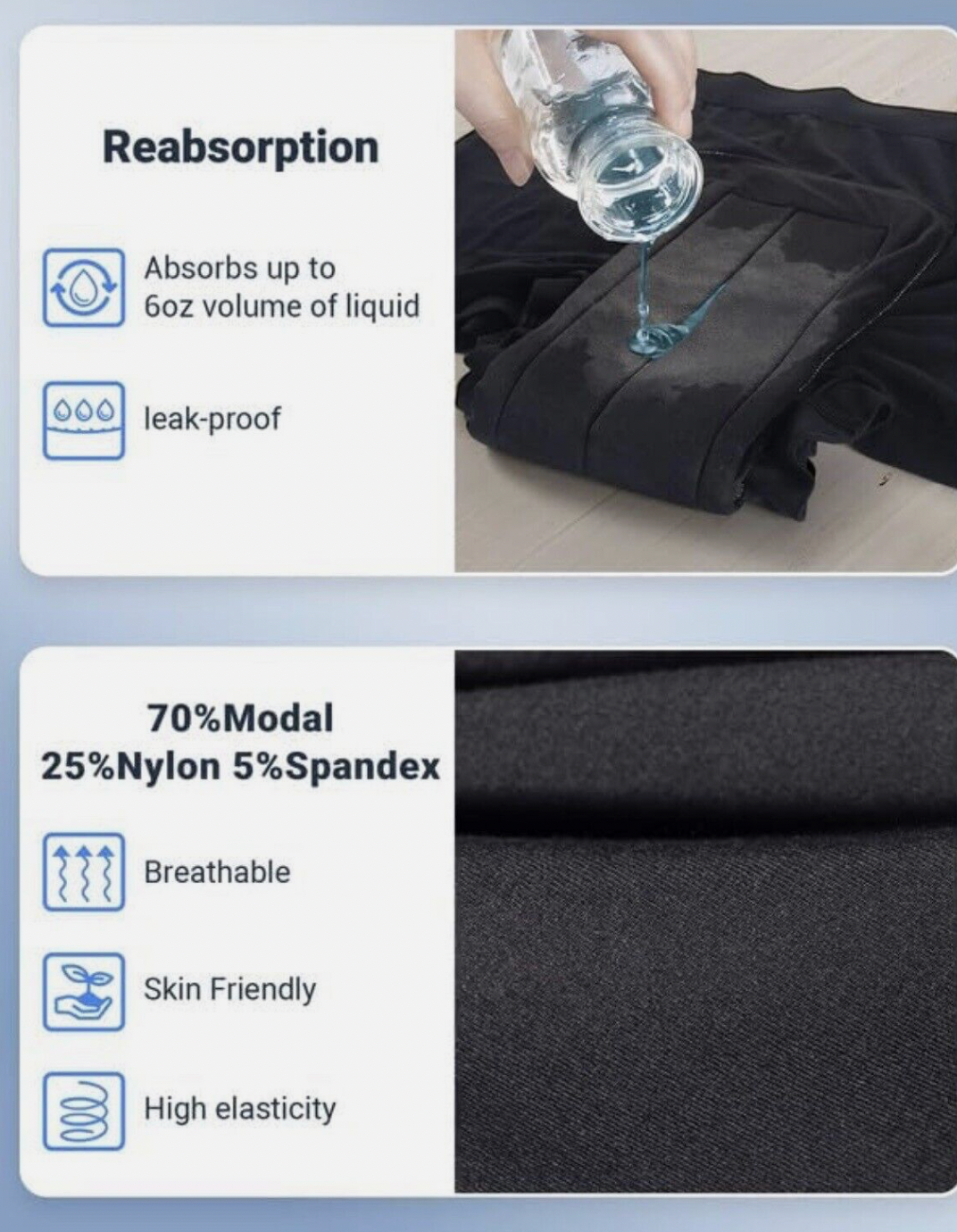 Conscious Generation – Engroshandel Menstruationsundertøj - Dame – Genanvendelige menstruationsboxershorts - Sort & Grå4