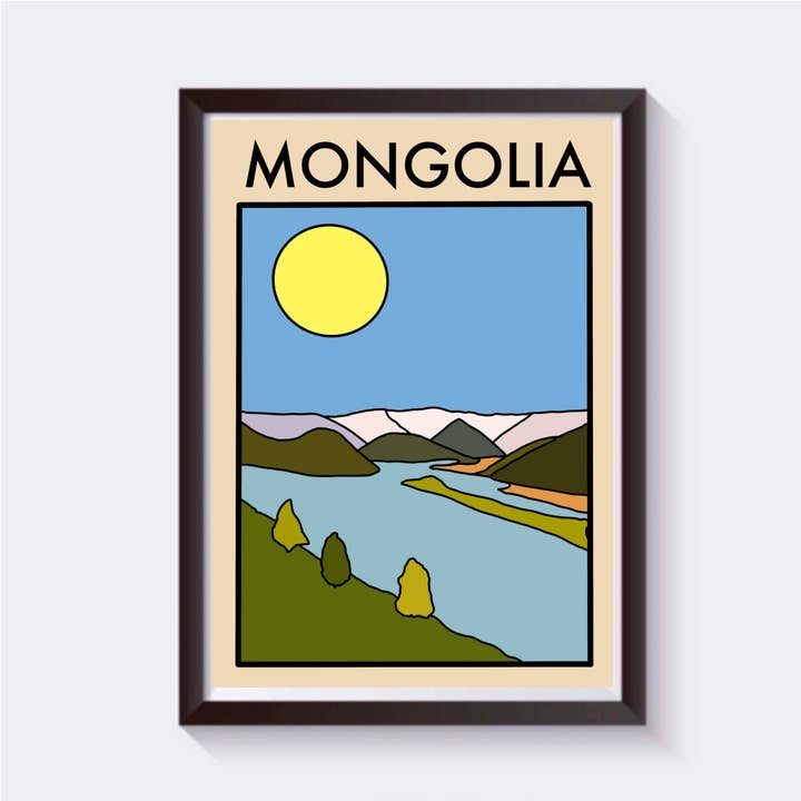 Minimalistisk Mongoliet Travel Print - Fås i 6 størrelser for engroshandel hos 2 Sisters
