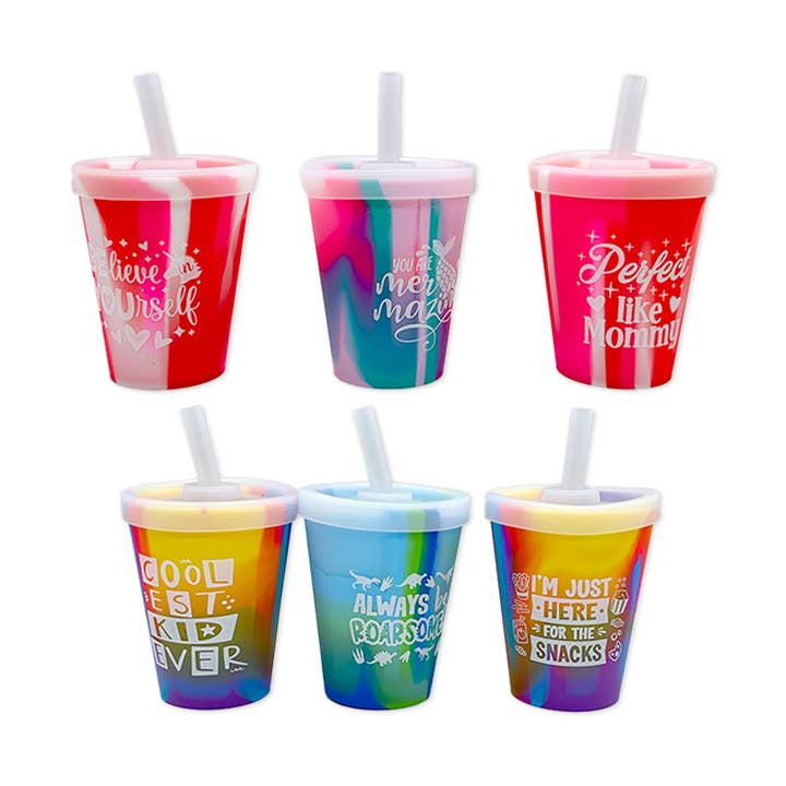 Novelty Brands - Wholesale Drinking Glass/Cup - Kids & Baby - Silicone 8oz Kids Toddler Kiddo Super Cups- 6/Display