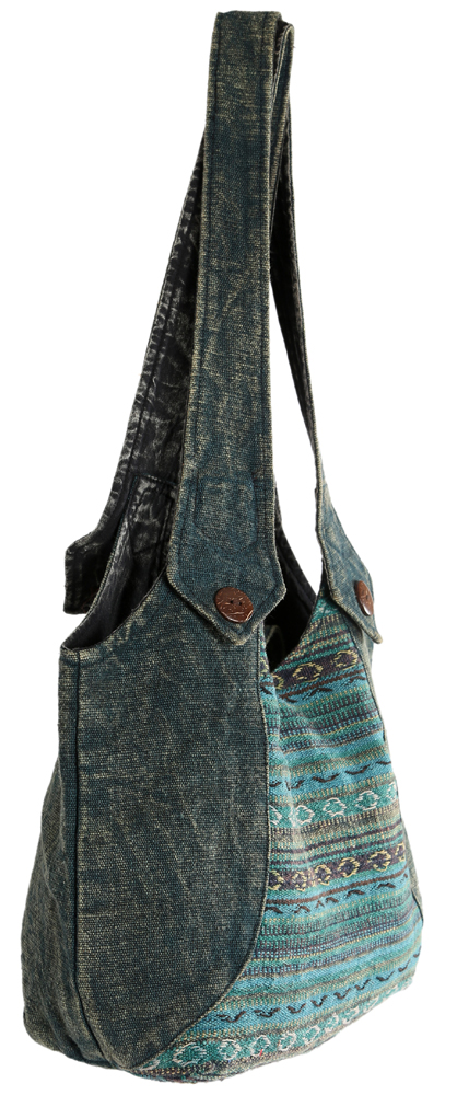 Earth Divas – wholesale Shoulder bag – women's – Stonewashed Strip Hobo Bag4