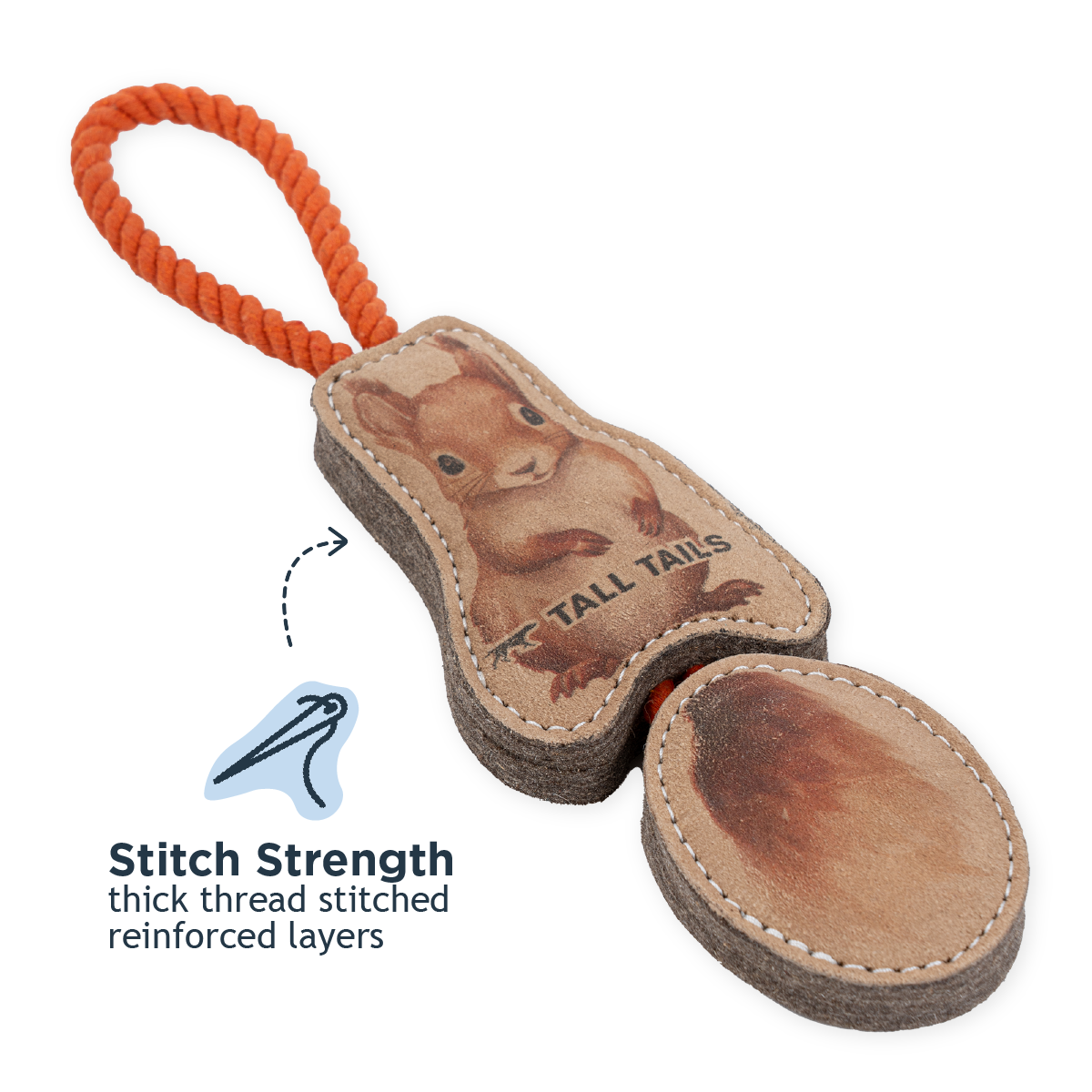 Tall Tails - Wholesale Pet Rope Toy - Dog - Natural Leather Jointed Squirrel Tug Dog Toy4