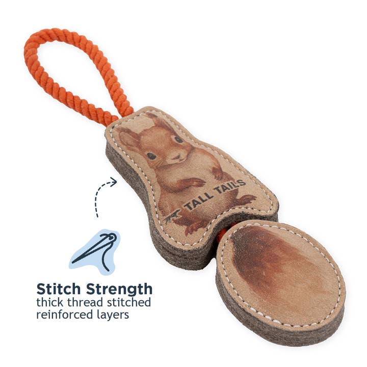 Tall Tails - Wholesale Pet Rope Toy - Dog - Natural Leather Jointed Squirrel Tug Dog Toy4