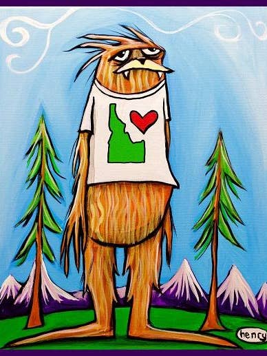 Sasquatch Is Big In Idaho Sticker for wholesale by It's a Henry