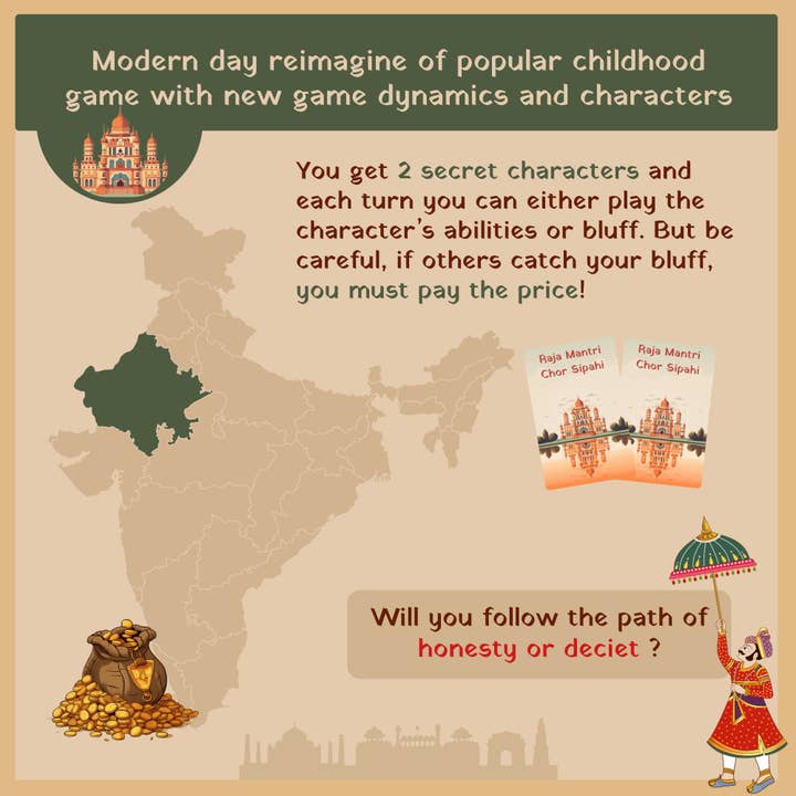 Desi Board Games - Wholesale Board Game - Raja Mantri Chor Sipahi Board Game