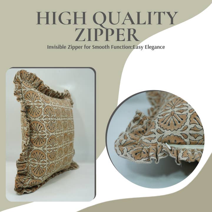 Fabdivine - Vente Housse de coussin - Housse de coussin en lin épais à volants imprimé bohème - Bejhni6