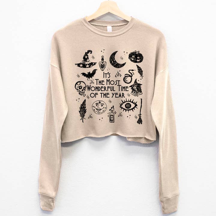 The Most Wonderful Time of Year Halloween Cropped Sweatshirt for wholesale by Nobullwoman Apparel