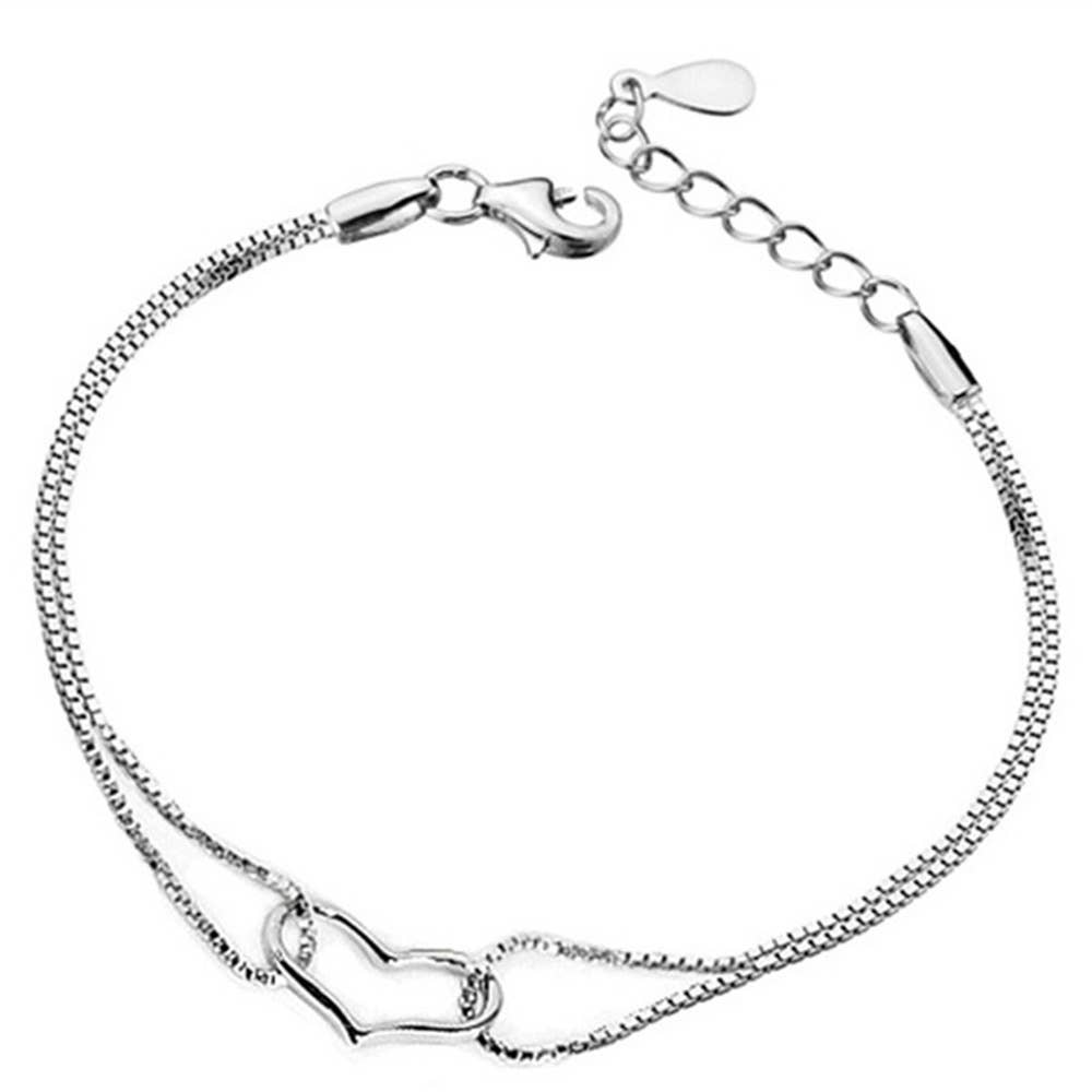 Gemscape UK - Vente Bracelets maillon et chaîne - Bracelet en argent en forme de cœur - Crochet ajustable, accessoire0