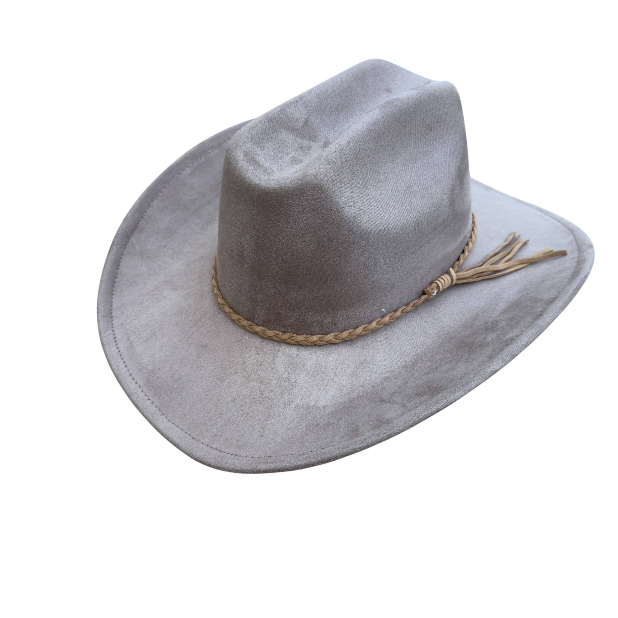 Portia Hat - Venta al por mayor Sombrero cowboy - Mujer - Sombrero de vaquero estilo ganadero de ante vegano con banda de ante23