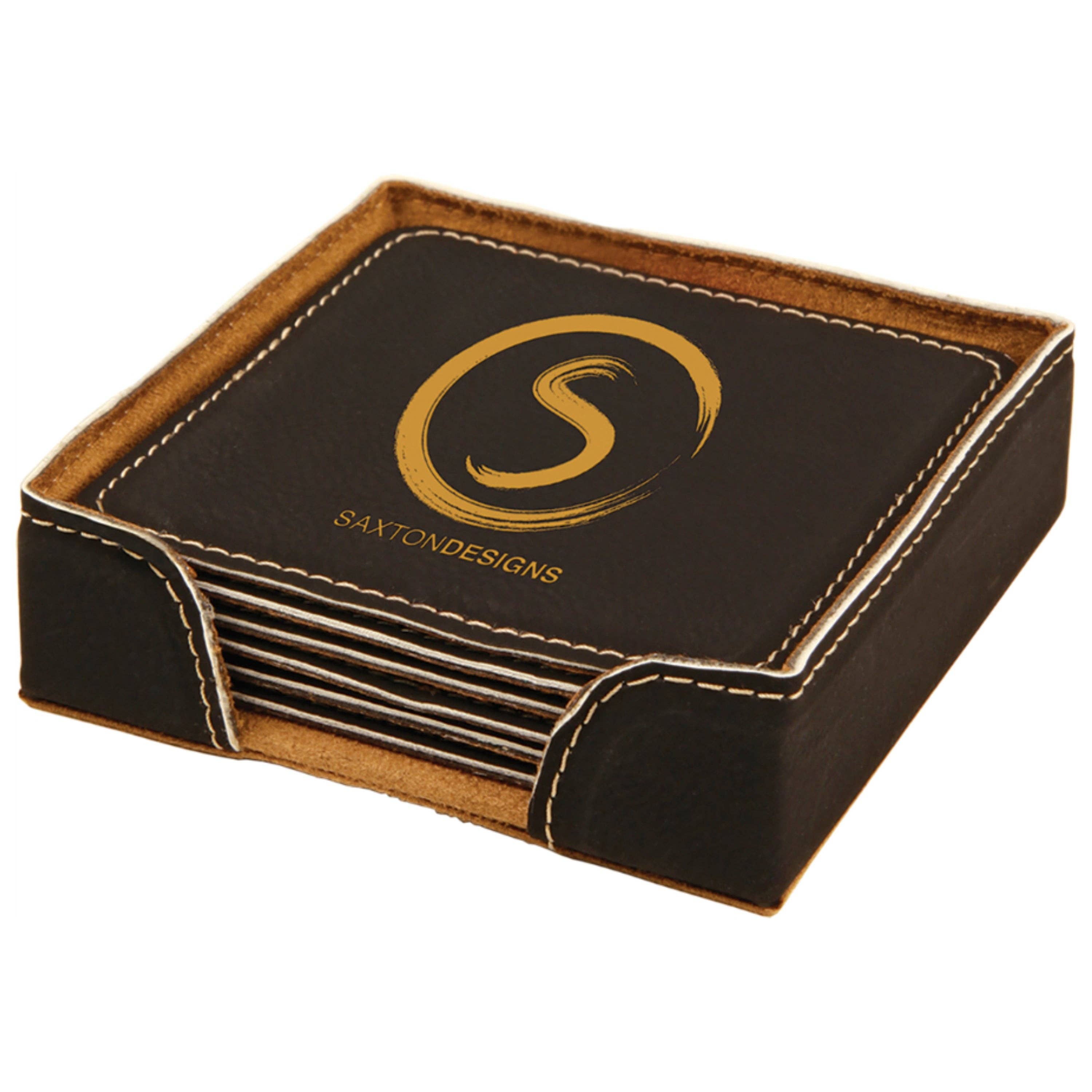 GiftWorksPlus - Wholesale Coasters - Engraved Leatherette Square Coasters - Fully Customizable17