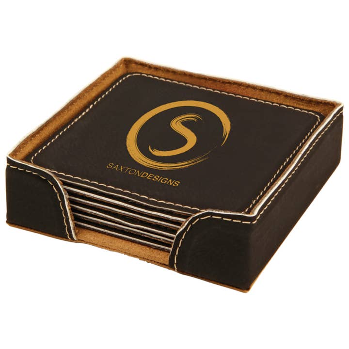 GiftWorksPlus - Wholesale Coasters - Engraved Leatherette Square Coasters - Fully Customizable17