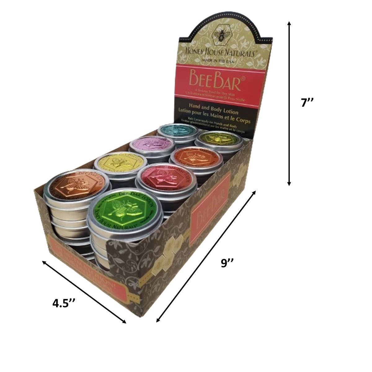 Honey House Naturals - Wholesale Solid Lotion - Small Bee Bar Display - 32 Pieces - Free Tester - SAVE $18