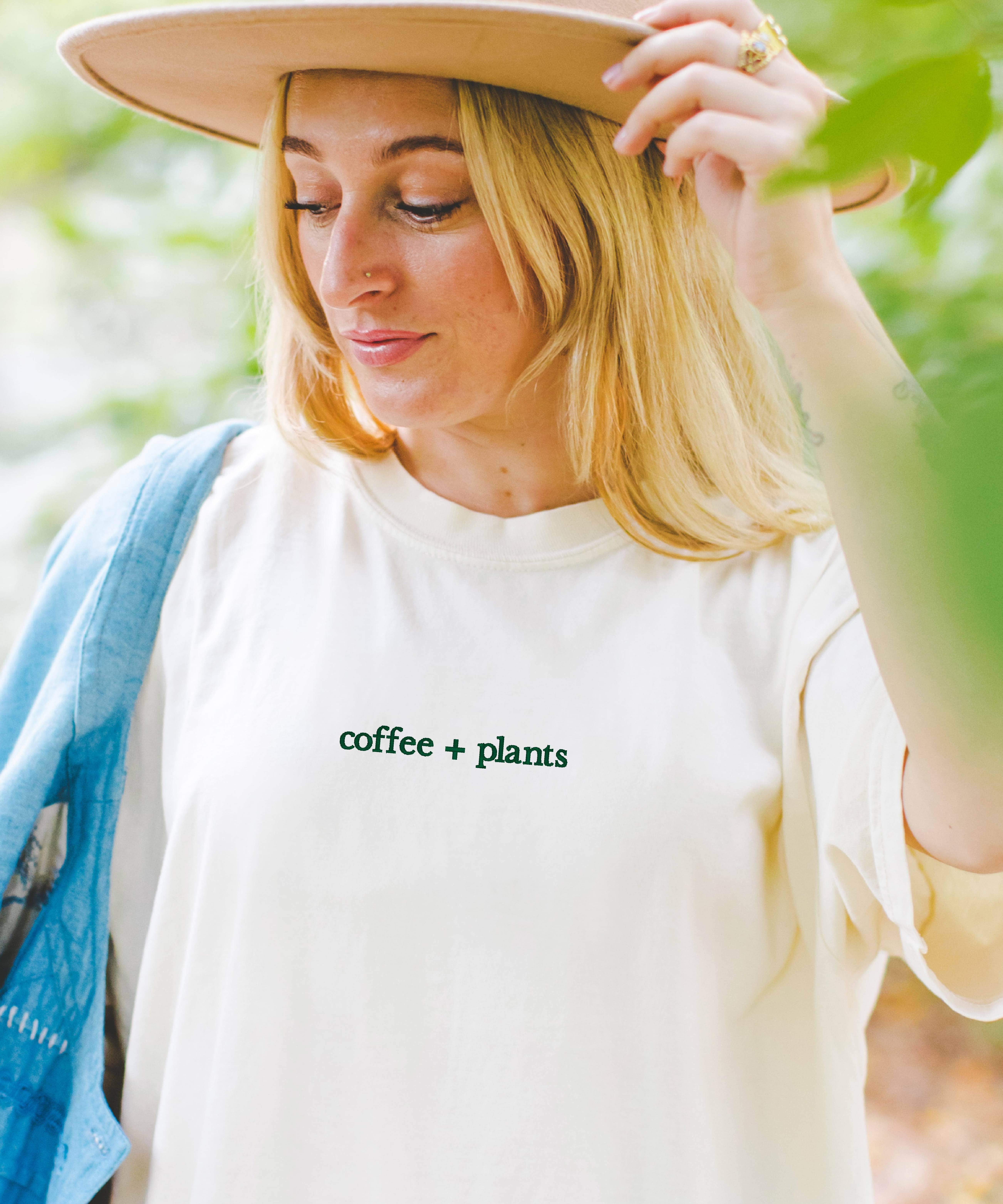 P E T I T R U E - Wholesale T-Shirt - Women's - Embroidered Plants Coffee Lover Shirt Women Comfort Colors2