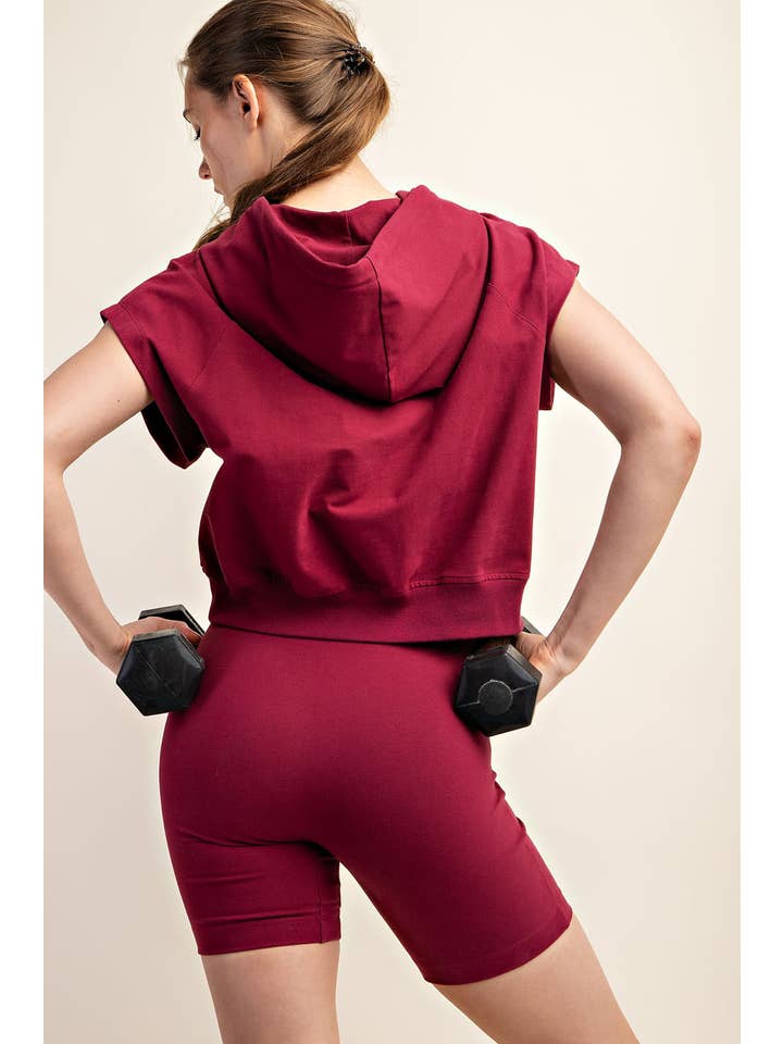 Rae Mode - Wholesale Hoodie - Women's - COTTON LYCRA SHORT SLEEVE HOODIE TOP47