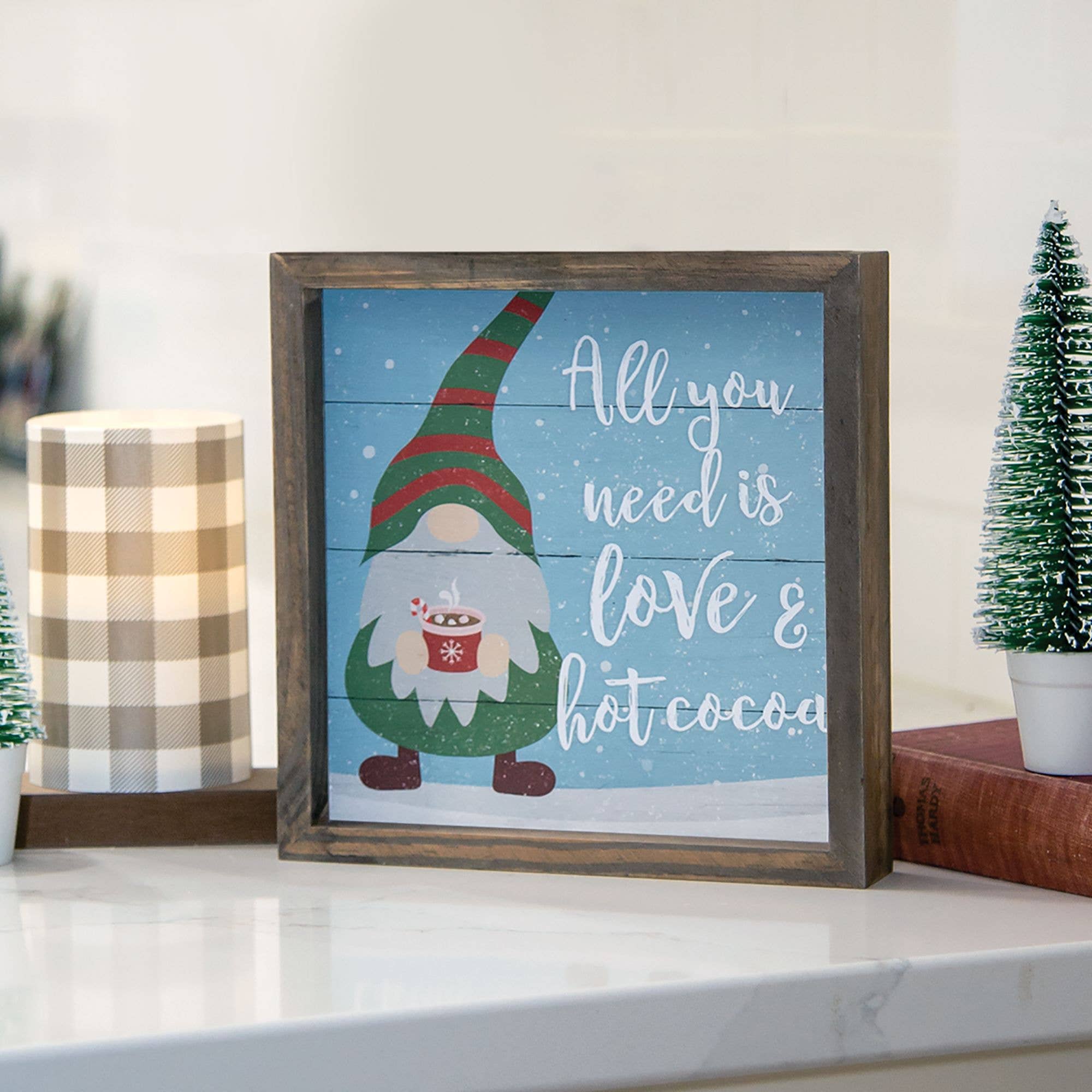 Col House Designs – wholesale Sign – Hot Cocoa Gnome Slat Frame1