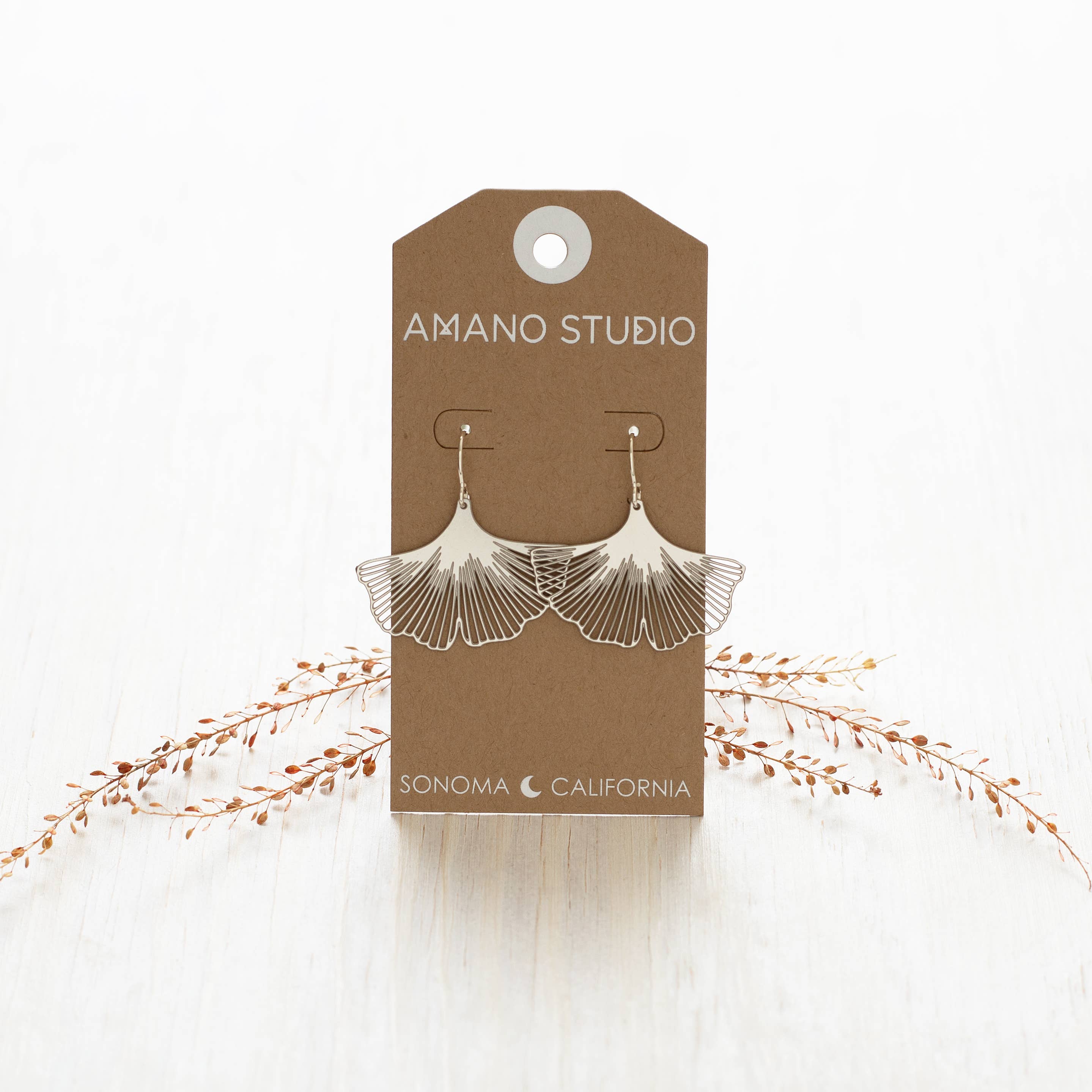 Amano Studio - Wholesale Dangle Earrings - Ginkgo Leaf Earrings - Silver1