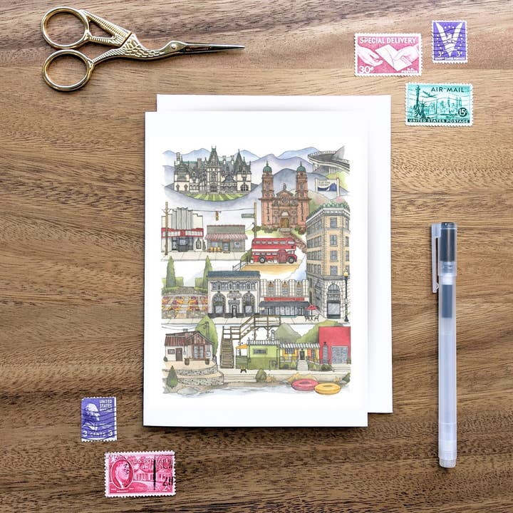 Asheville, North Carolina notecard for wholesale by Papermill Creative