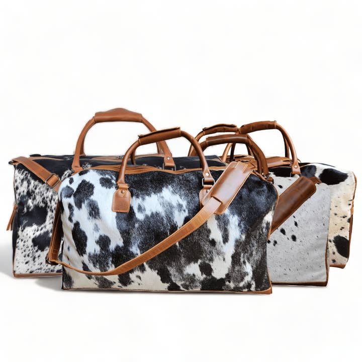 Ranch Junkie - Wholesale Weekender Bag - Women's - Large Genuine Cowhide Weekender Duffel Black Highlands Duffel14