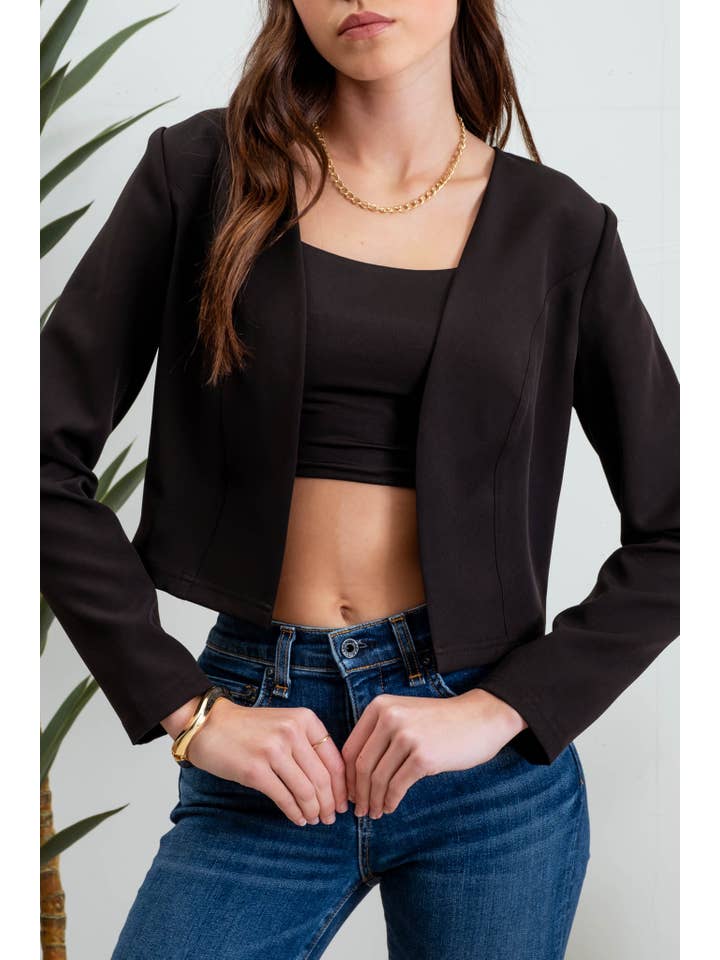 MINE - Wholesale Blazer - Women's - COLLARLESS LONG SLEEVE BLAZER