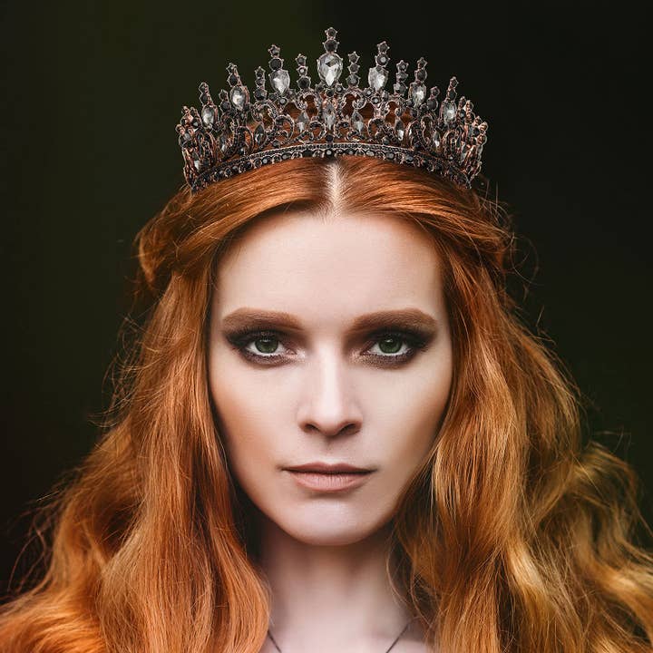 SWEETV - Wholesale Tiara - Women's - Crowns for Women Black Baroque Crown - Wedding Tiara Black