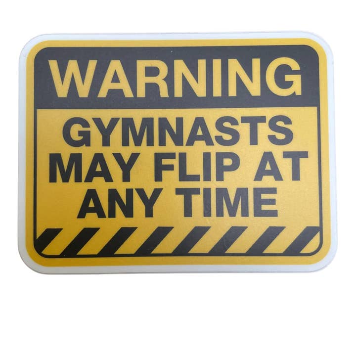 Attenzione: Gli acrobati potrebbero fare capriole Adesivo, 3" x 2,3" per la vendita all'ingrosso da parte di Denali & Co.